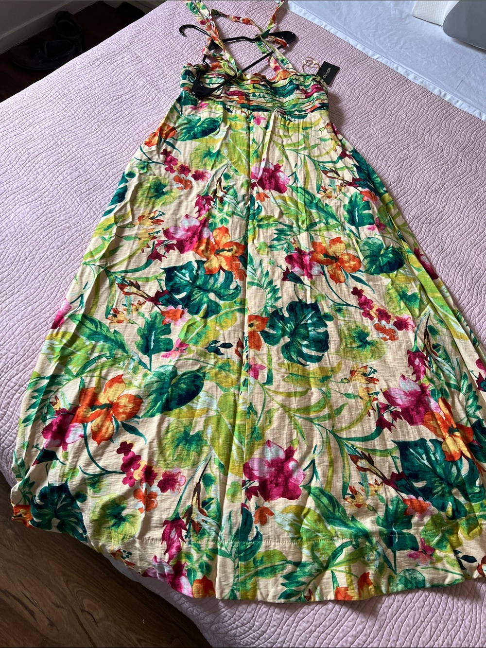 Taylor Floral Maxi Dress in Cream, Green and Pink - Picture 6 of 6